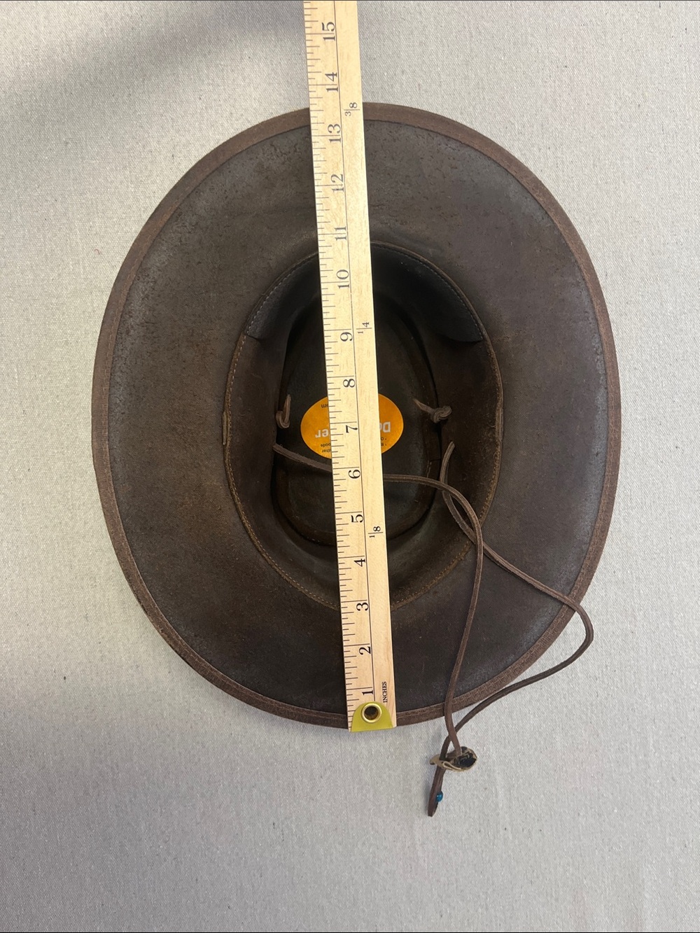 Down Under Australia Brown Leather Outback Cowboy Hat Size Small - Picture 14 of 16